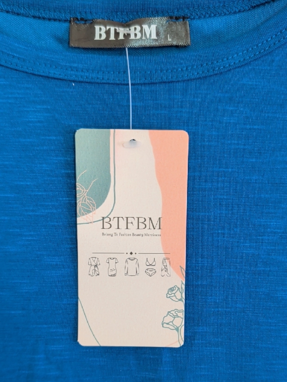 BTFBM Blue Bodycon Mini Dress Size L NWT | Ruched Short Sleeve Summer Dress - Picture 6 of 8